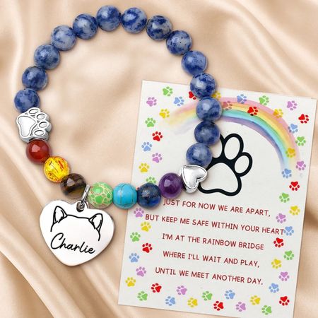 Personalisiertes Regenbogenbrücken-Armband - Personalisierte Haustier-Erinnerungsgeschenke für Hunde und Katzen - Warten an der Regenbogenbrücke